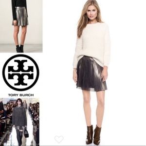 TORY BURCH Pleated Silk Metallic Skirt Sz.2